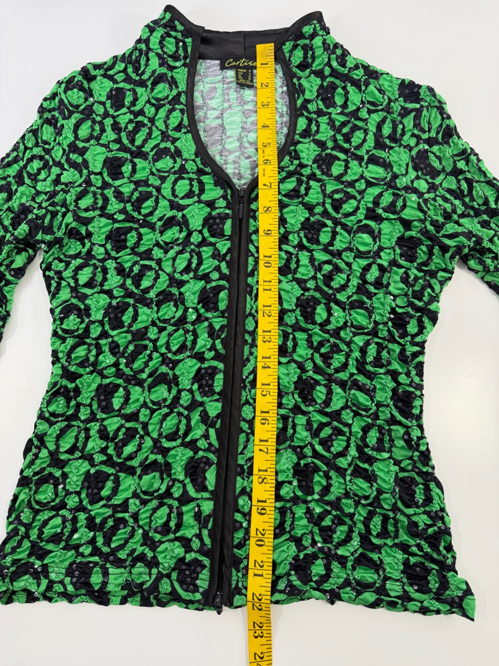 Cartise Green & Black Textured Zip Jacket 6 - Picture 10 of 10